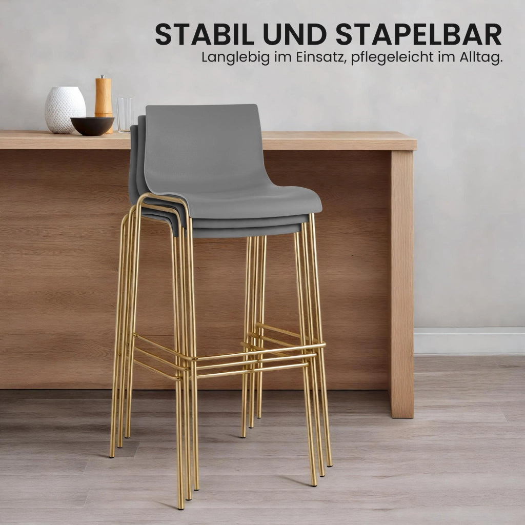 Set di 2 sgabelli da bar Hoover in plastica da 4 piedi color oro 3