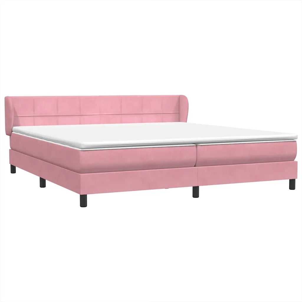 Giroletto a Molle con Materassi Rosa 180x210 cm in Velluto 3317540