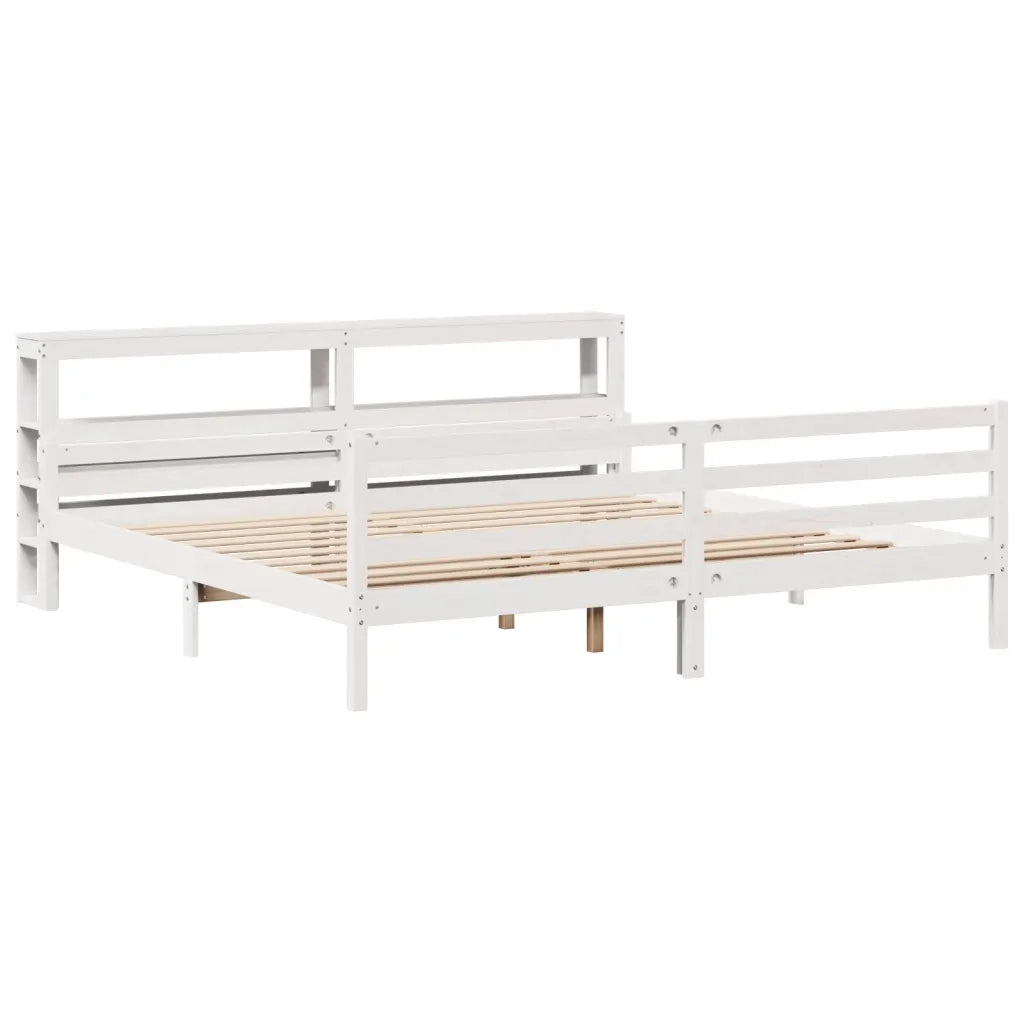 Giroletto con Testiera senza Materasso Bianco 200x200 cm