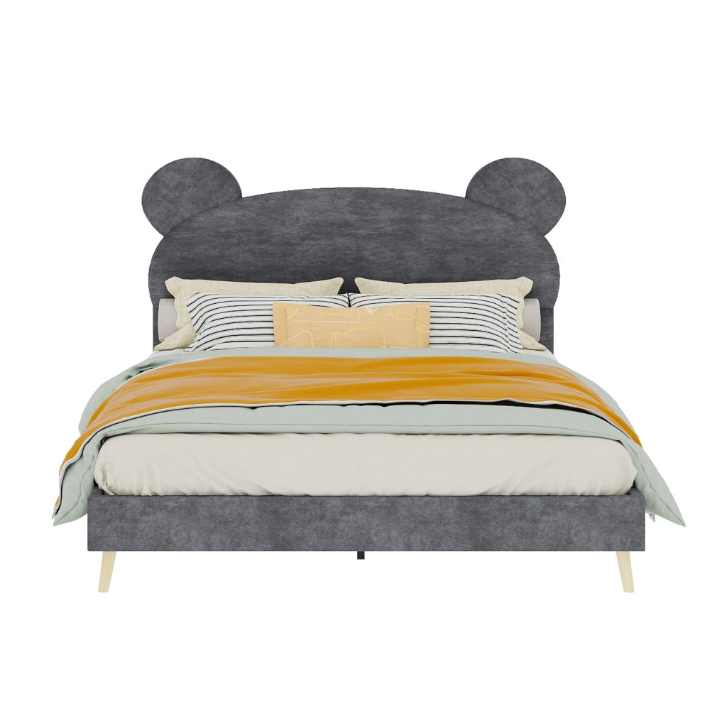 letto imbottito tessuto metallo grigio 140 x 200 cm