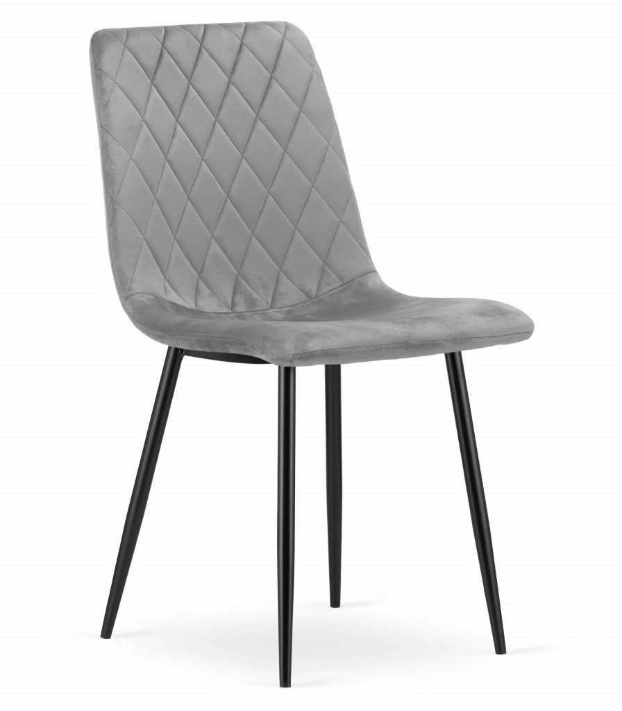 Sedia Valora TURIN in velluto grigio chiaro, design ergonomico x4