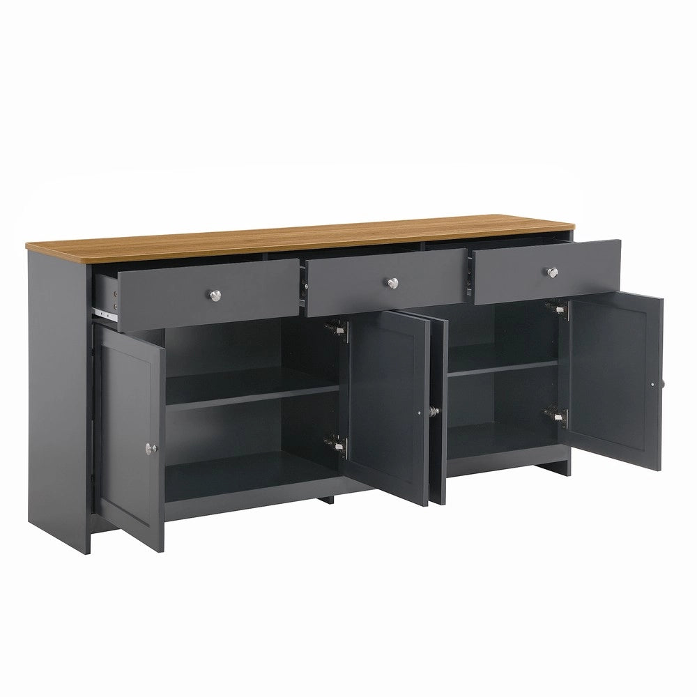 Consolle con ante e cassetti ¨C Minimal ¨C grigio nero rovere multistrato