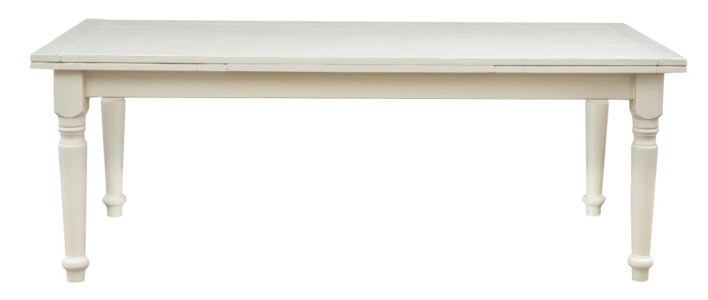Biscottini Tavolo Country allungabile in legno massello di tiglio finitura bianca anticata L220xPR100xH80 cm. Made in Italy