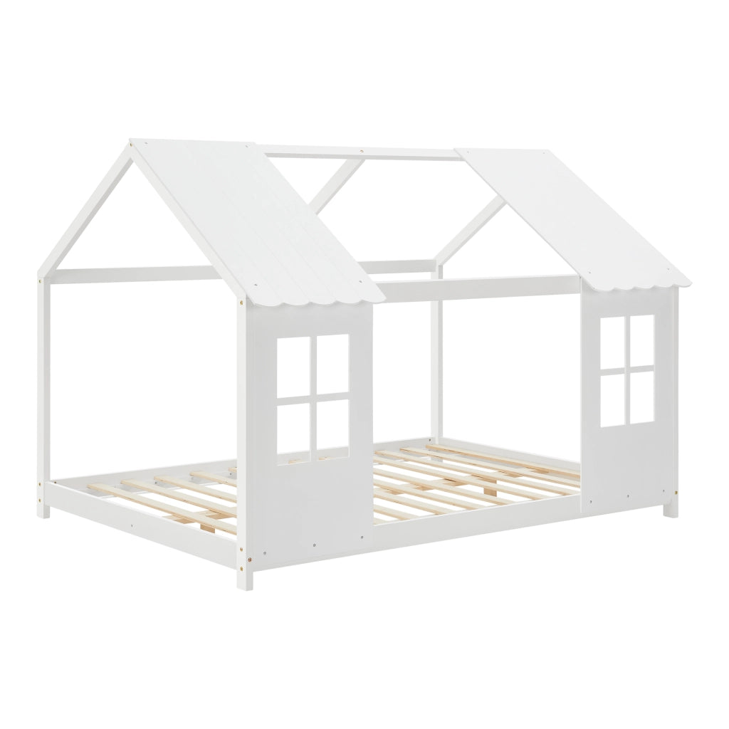 Letto Tostedt per Cameretta a Forma di Casetta Semiaperta 120 x 200 cm Bianco [en.casa]