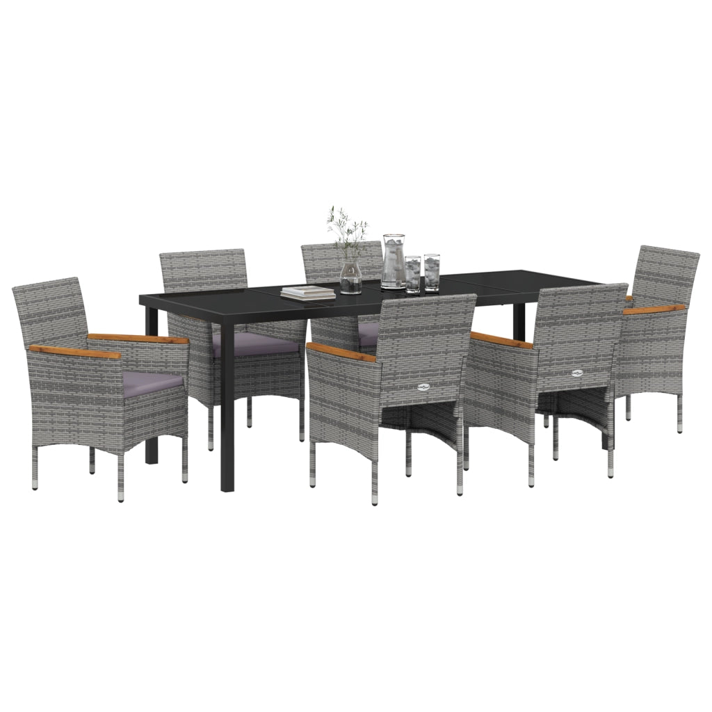 Set da pranzo da giardino da 7 pezzi Grigio Rattan poliestere