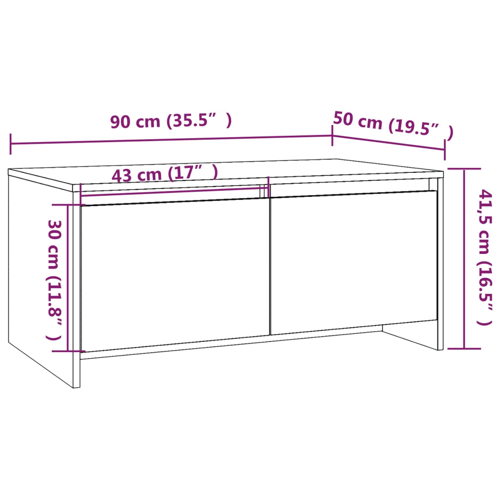 Tavolino da Salotto Rovere Marrone 90x50x41,5 cm in Truciolato cod mxl 18249