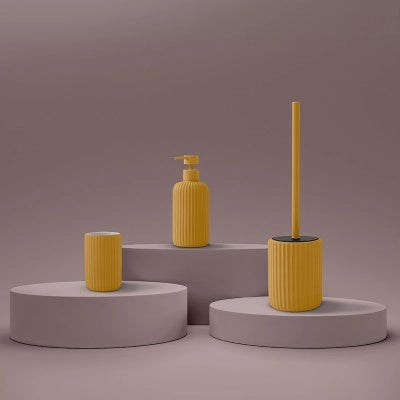 Set accessori bagno 2 pezzi in ceramica giallo soft touch Spring