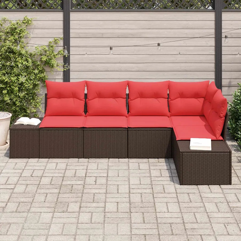 Set Divano da Giardino con cuscino 5 pcs Marrone polyrattan 3347064