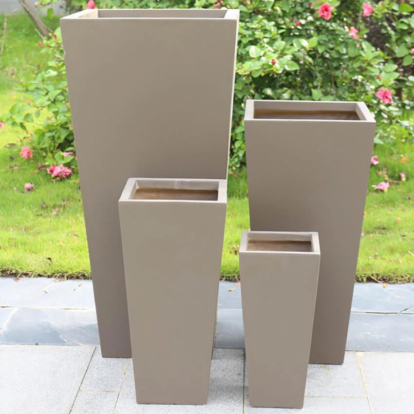 Set di 4 vasi da Giardino in Fibra di argilla cm 43x43x89 - DERRICK