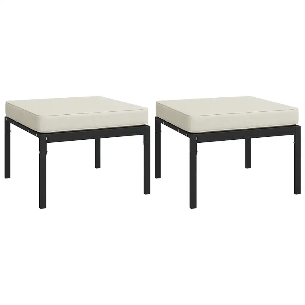 Sedia da giardino-Poggiapiedi Giardino con Cuscini Sabbia 2pz 60x60x35 cm Acciaio