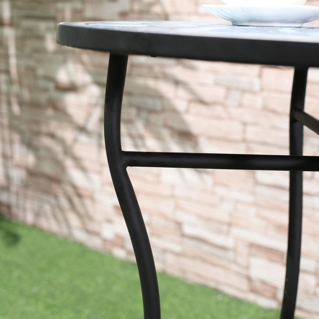 Set da Giardino 3 Pezzi, Tavolino e 2 Sedie Pieghevoli con Mosaico, Blu