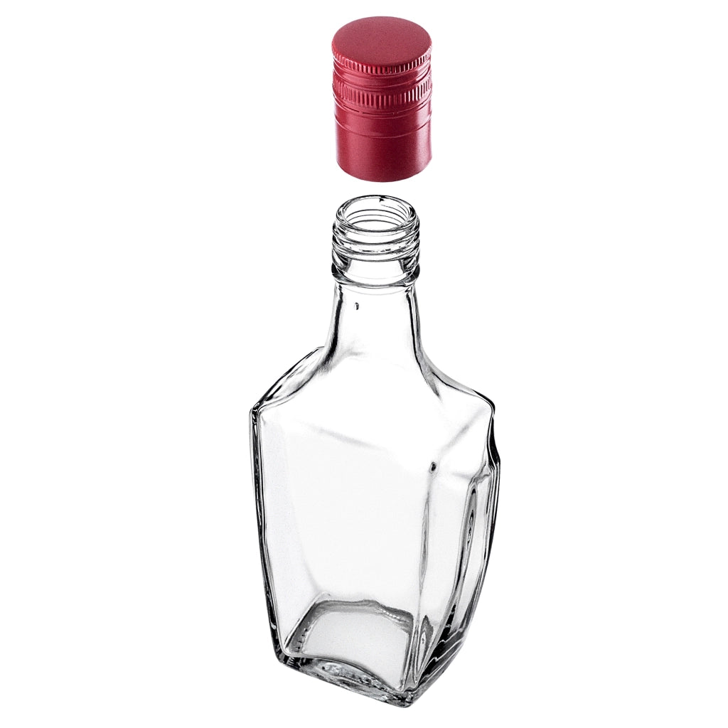 KADAX Bottiglia in Vetro per Tintura 250ml Con Tappo Rosso Lungo 10pz.