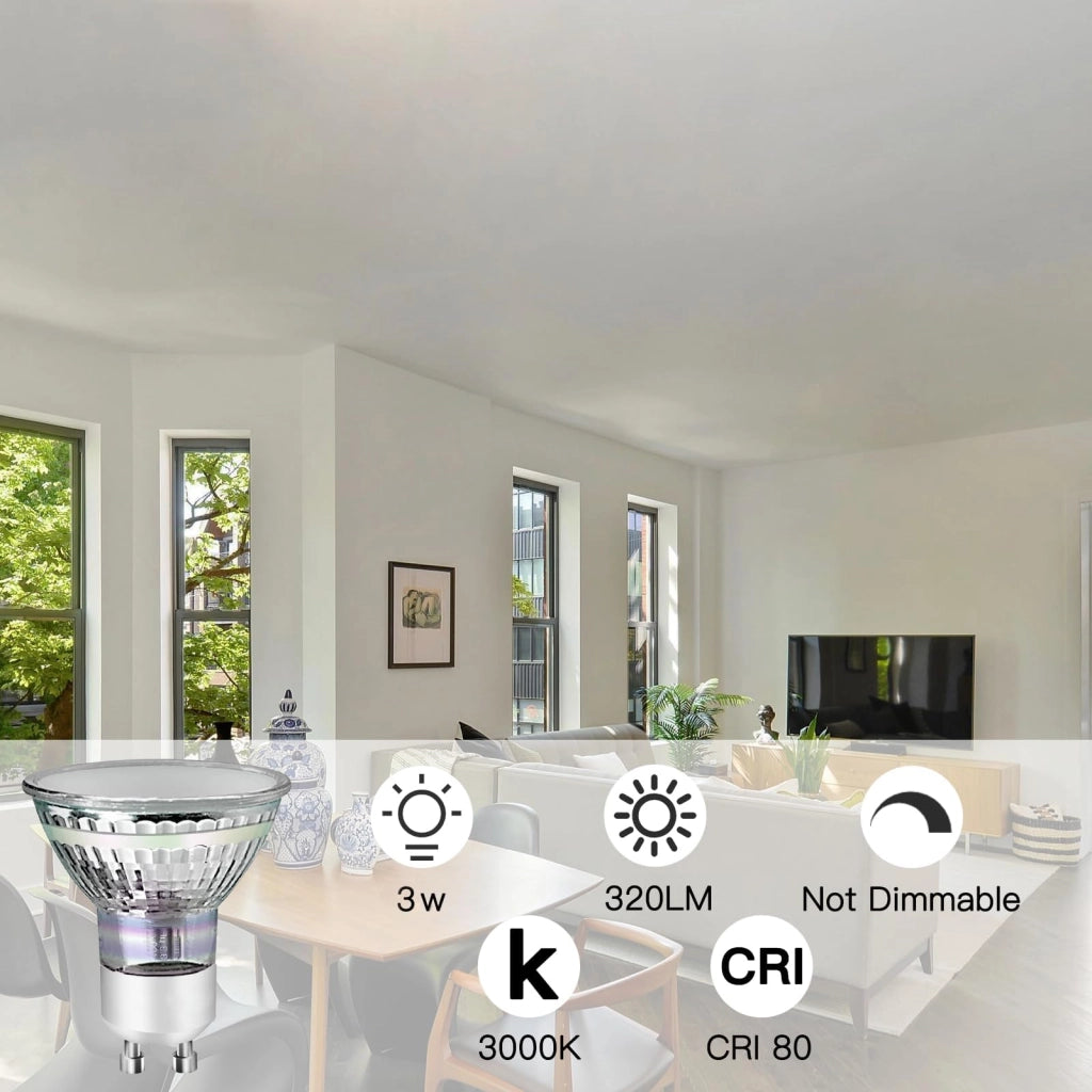 ZMH 10 x GU10 Lampadina LED Bianco Caldo 3W 30W Lampada a Risparmio Energetico 3000K Angolo del Fascio 110°