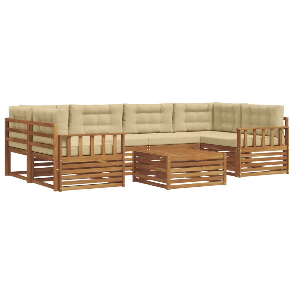 Set di divani da esterno con cuscino 7 pcs Naturale e Beige