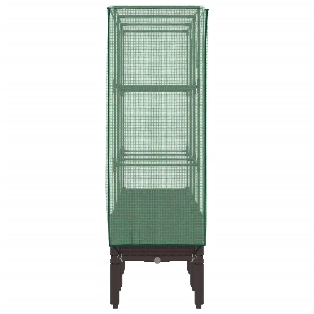 Aiuola rialzata/fioriera con copertura effetto rattan 120 x 40 x 140 cm Marrone 02_0038742