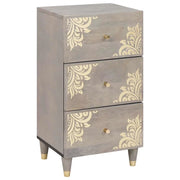 Credenza Grigio e Oro 40 x 33 x 75 cm Legno di mango massello 4018795