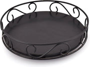 Organizzatore per cucina in legno di acacia e acciaio - Tavolo girevole 360 gradi per bancone - Lazy Susan - Nero - 2286 cm x 2286 cm x 635 cm
