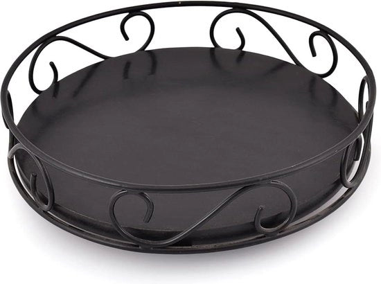 Organizzatore per cucina in legno di acacia e acciaio - Tavolo girevole 360 gradi per bancone - Lazy Susan - Nero - 2286 cm x 2286 cm x 635 cm