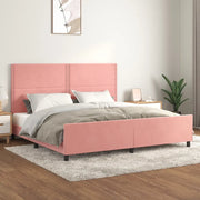 Giroletto con Testiera Rosa 200x200 cm in Velluto 3125719