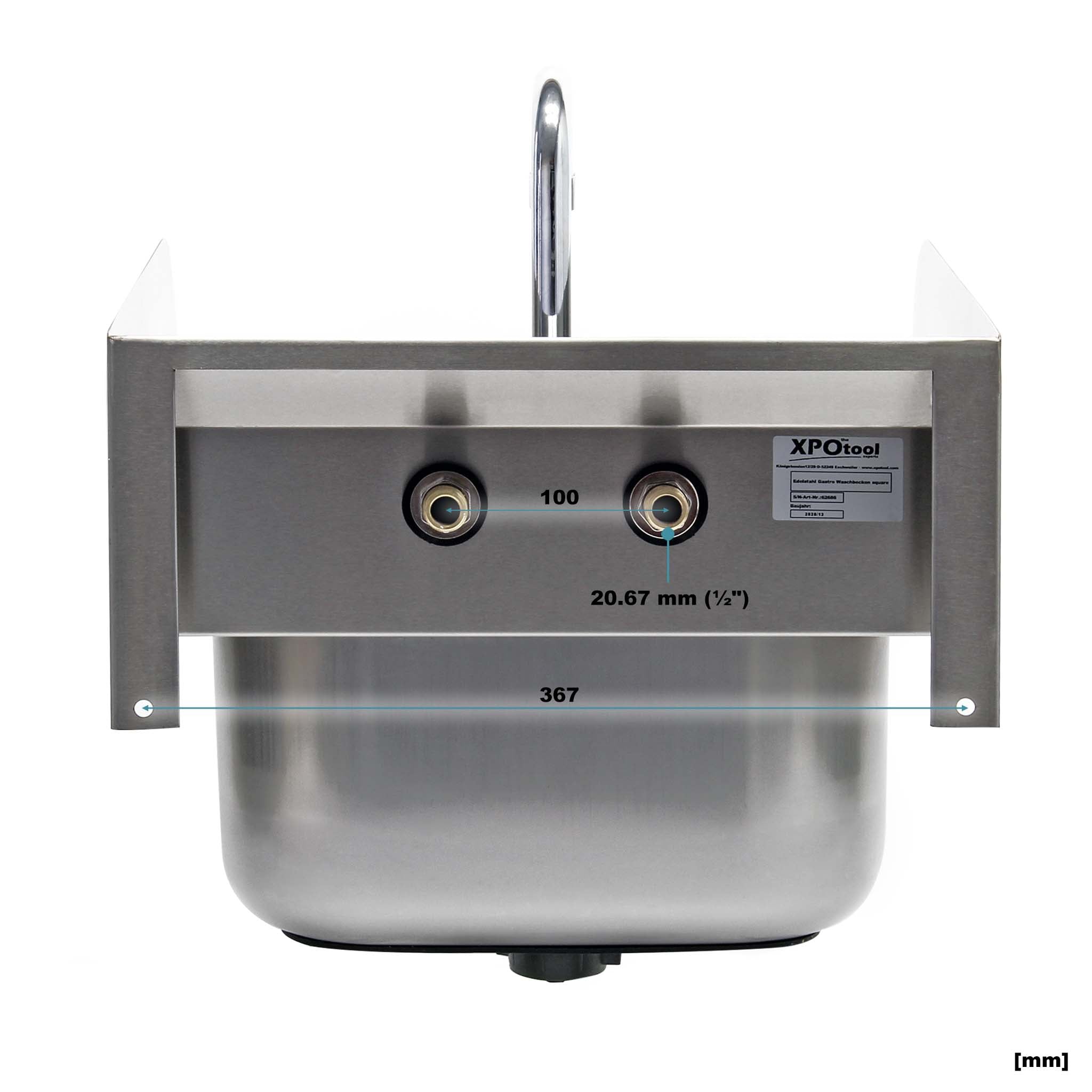 Lavello professionale quadrato acciaio inox Lavamani per ristorante bar