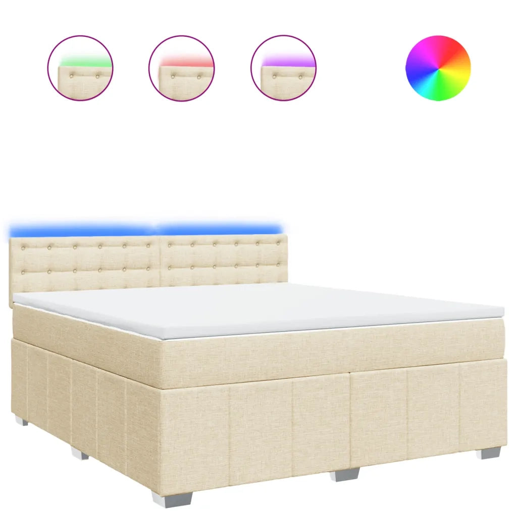 vidaXL Giroletto a Molle con Materasso Crema 180x200 cm in Tessuto