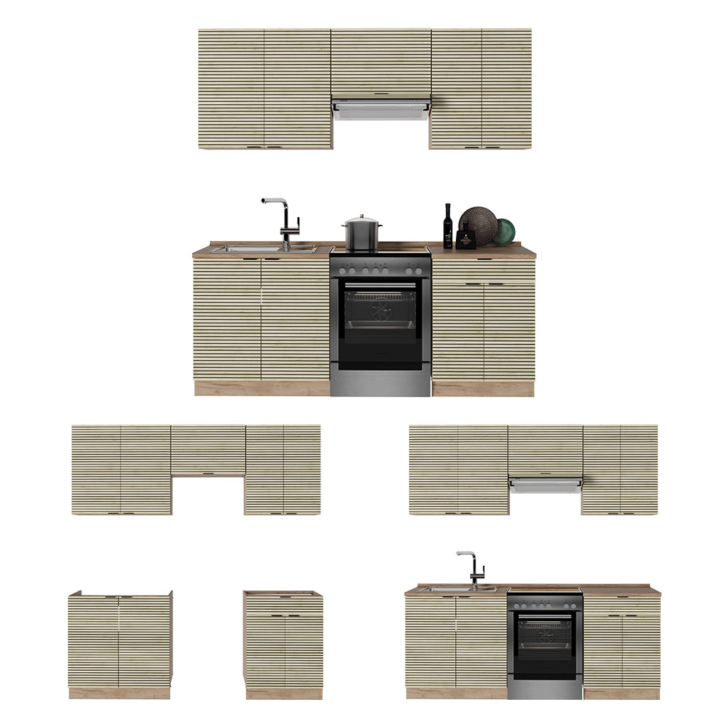 Cucina componibile Fame-Line Pannello in quercia/Rovere dorato 200 cm, PL Antracite Vicco