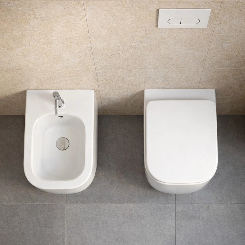 Copriwater soft close slim in termoindurente bianco lucido a sgancio rapido Kora