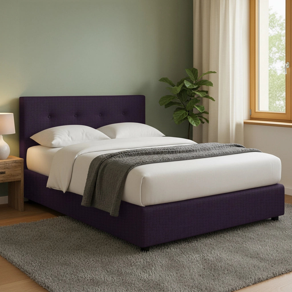 Preston, Letto Matrimoniale Sfoderabile Made in Italy, Viola
