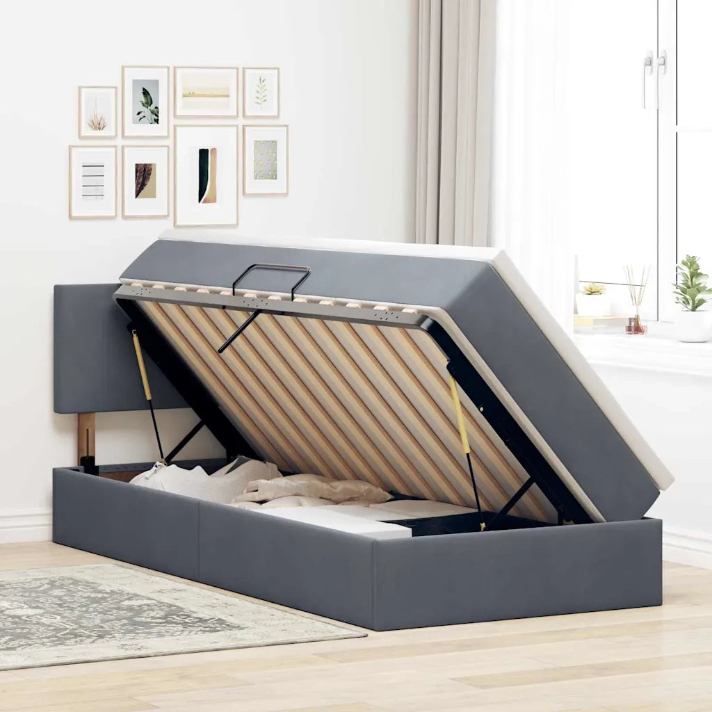 Letto con Contenitore Grigio scuro 100 x 200 cm Velluto 3370678