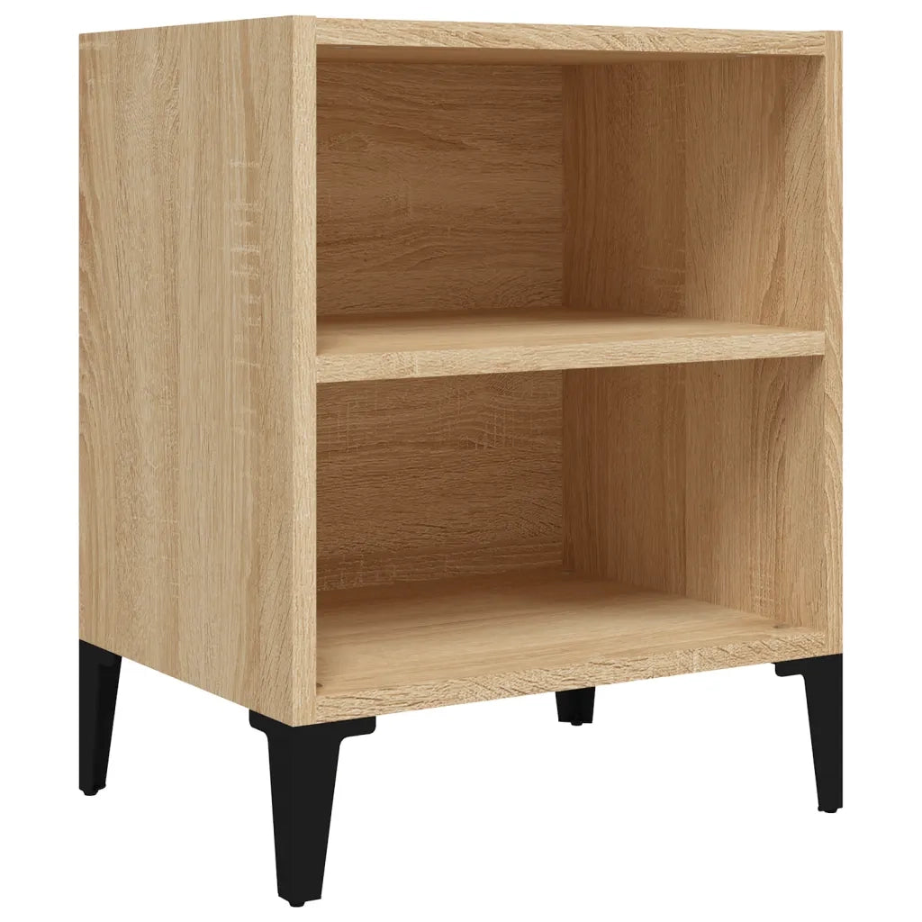 Comodino con Gambe in Metallo Rovere Sonoma 40x30x50 cm 805803