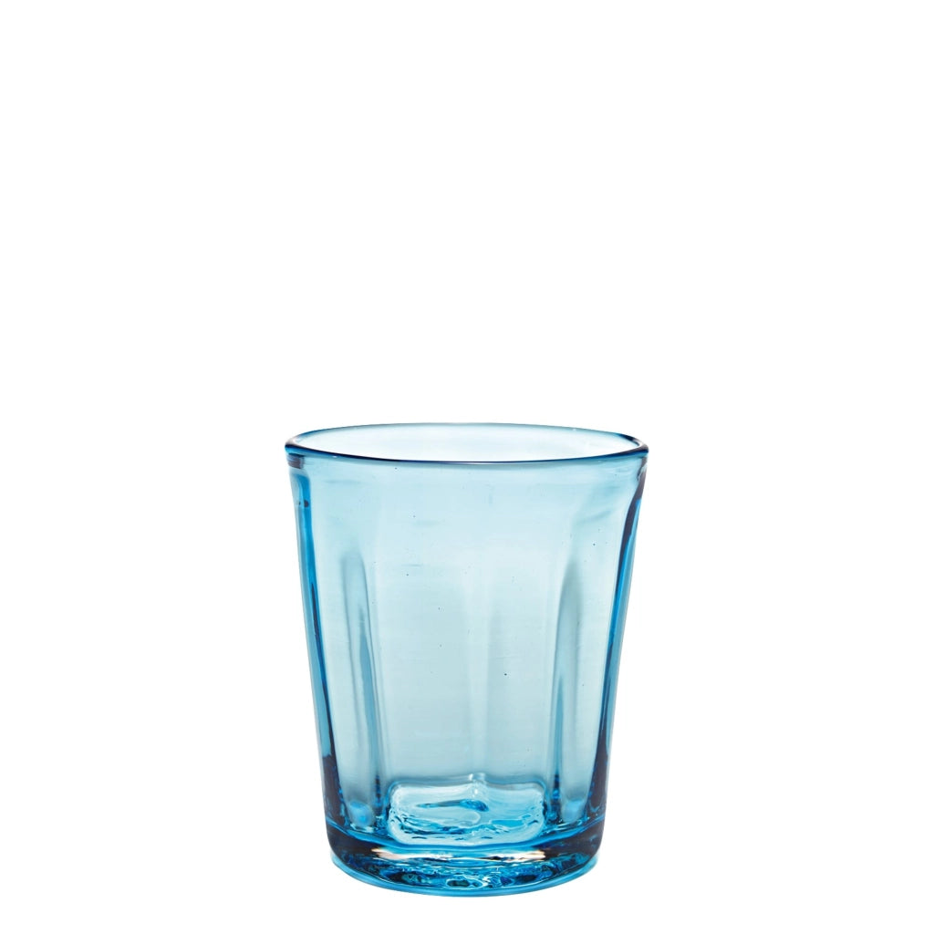 Zafferano Set 6 Bicchieri Bei Tumbler in Vetro Soffiato a Bocca Colore Acquamarina, Lavorazione Artigianale a Mano Volante per Tavola Elegante