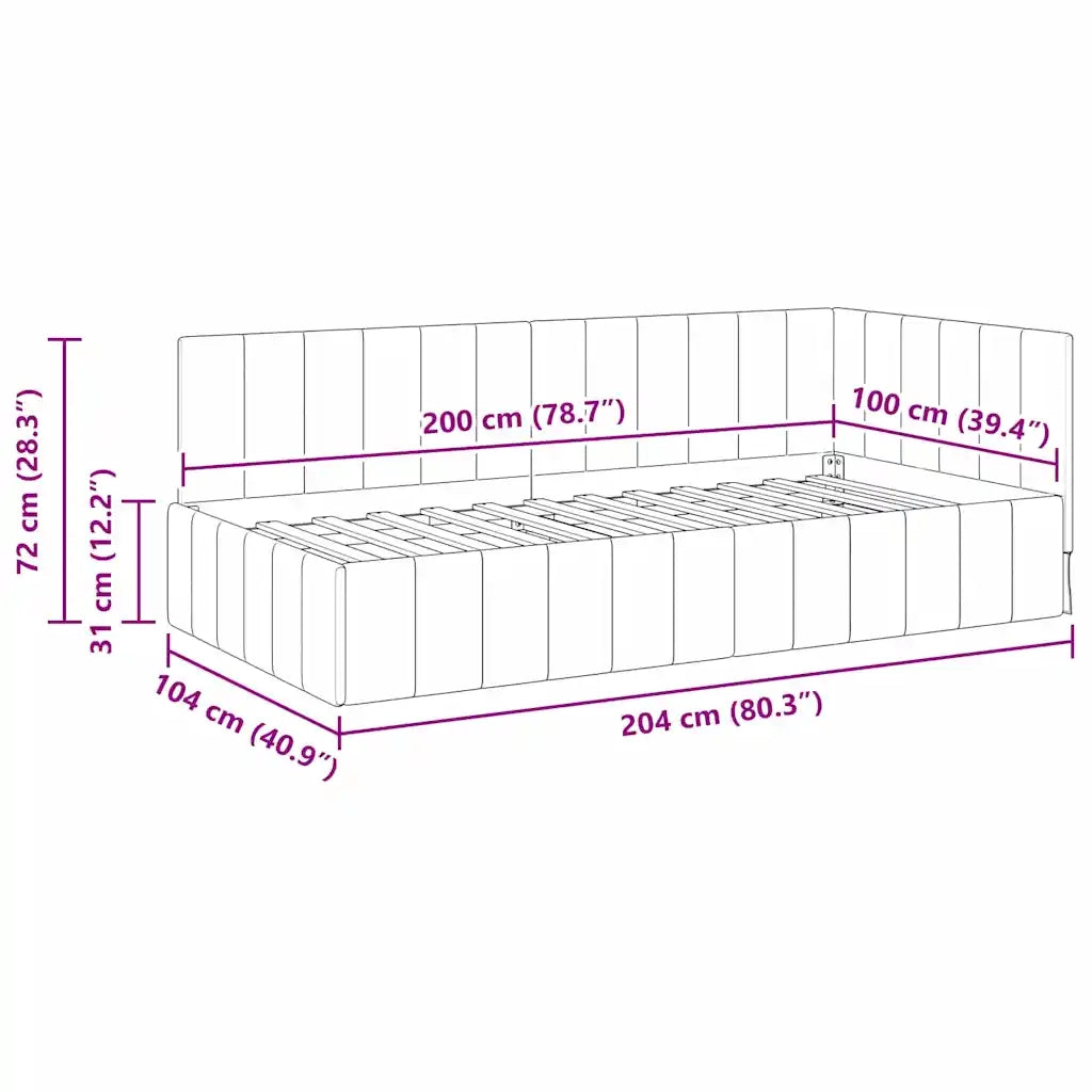 vidaXL Cornice del letto ad angolo Giallo 100 x 200 cm Velluto