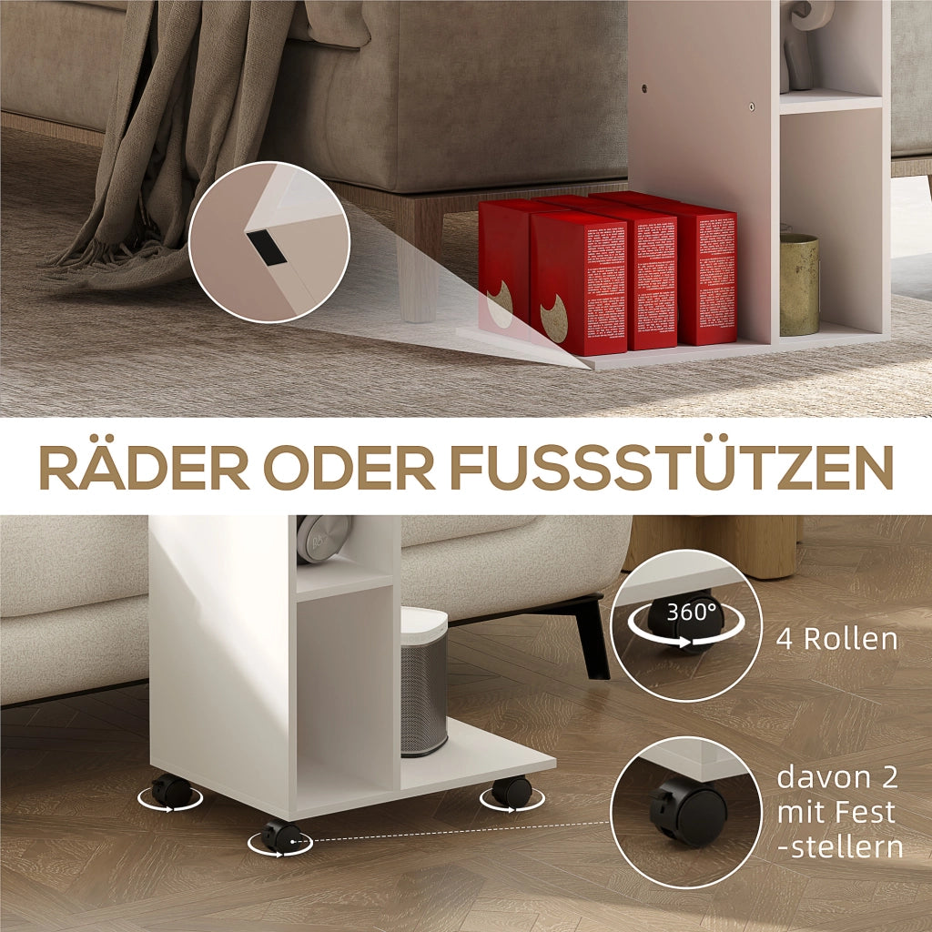 Tavolino servitore con rotelle ¨C Xylo ¨C 3 ripiani, 40x30x69 cm, bianco