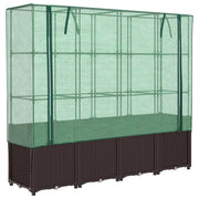 Aiuola rialzata/fioriera con copertura effetto rattan 160 x 40 x 153 cm Marrone 02_0038766