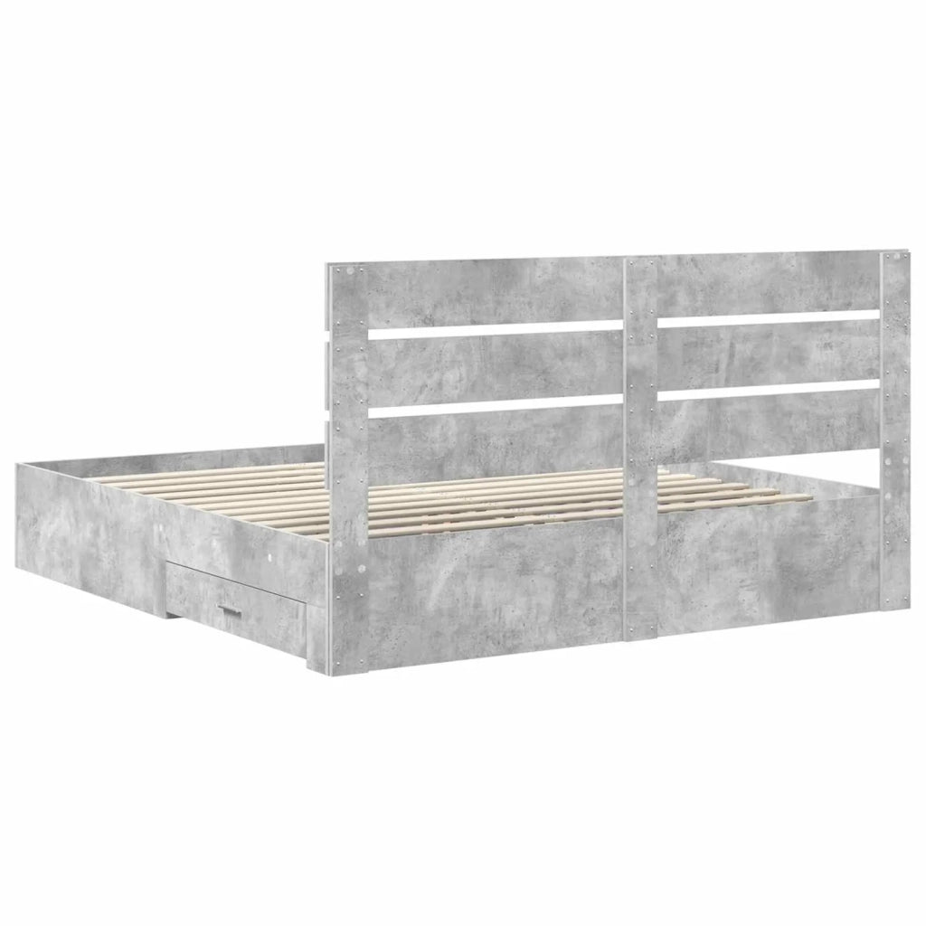 Struttura del letto con cassetto Grigio cemento 200 x 200 cm