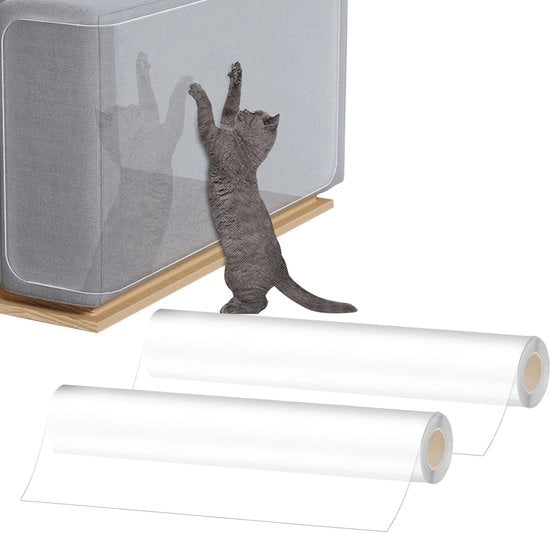 Set di 2 protezioni per gatti trasparenti, 30 cm x 5 m, barriera di protezione per PVC per mobili, divani, porte e pareti