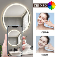 ZMH Specchio da bagno con funzione antiappannamento IP44 Rotondo Bianco Specchio da bagno variabile