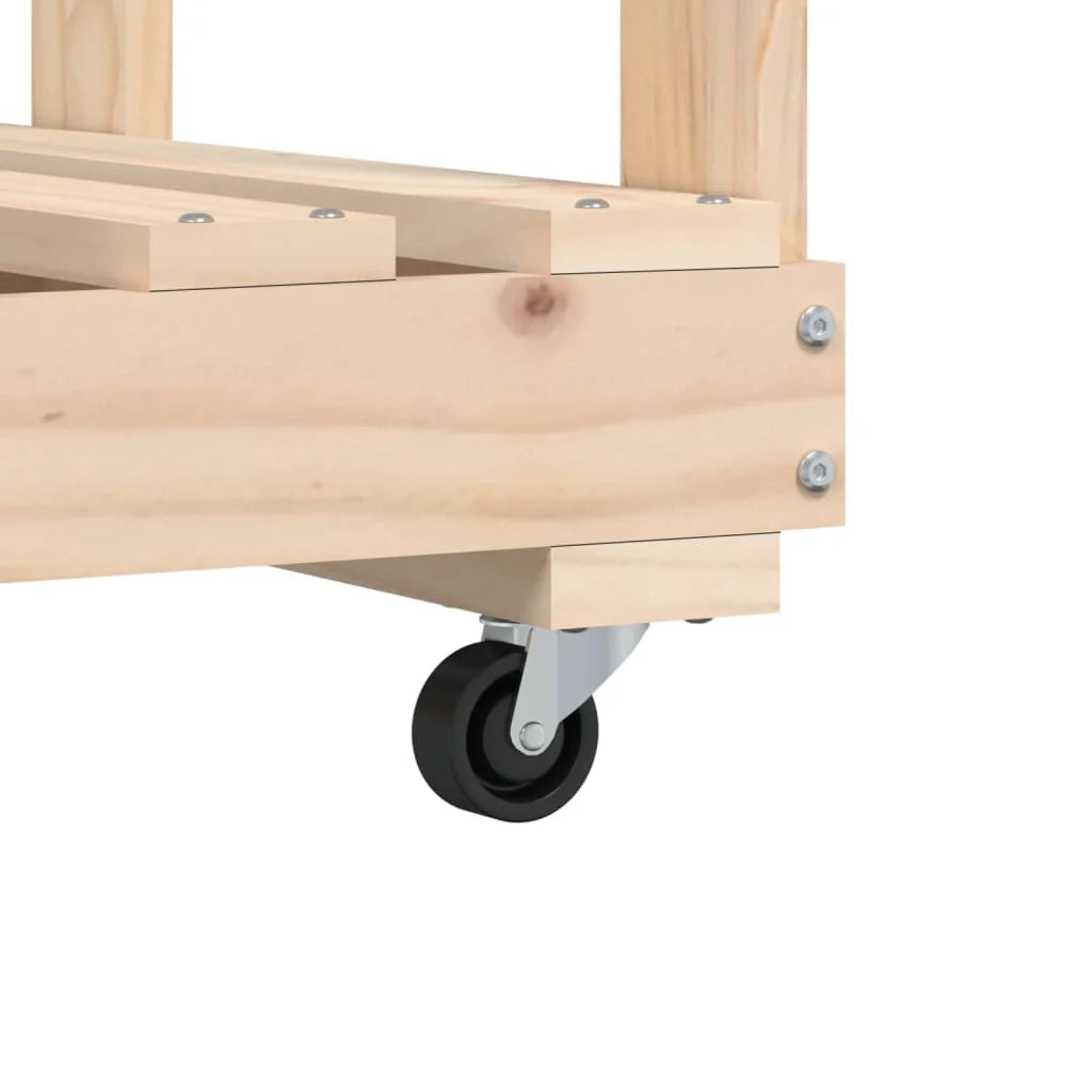 Portalegna con ruote 76,5 x 40 x 108 cm legno massello di pino marrone 02_0043802