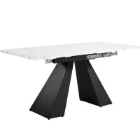 Tavolo da pranzo allungabile, per soggiorno e studio, 159x74x77 cm, Bianco e Nero