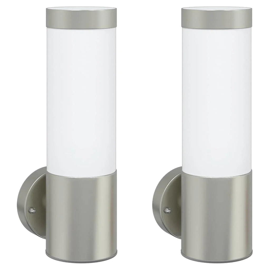 Set di 2 applique da giardino moderne e impermeabili 12 x 8,5 x 27 cm acciaio inossidabile argento 02_0056482