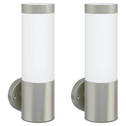 Set di 2 applique da giardino moderne e impermeabili 12 x 8,5 x 27 cm acciaio inossidabile argento 02_0056482