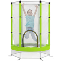 Tappeto Elastico per Bambini 3-6 Anni Ø140x190 cm con Rete di Sicurezza Verde