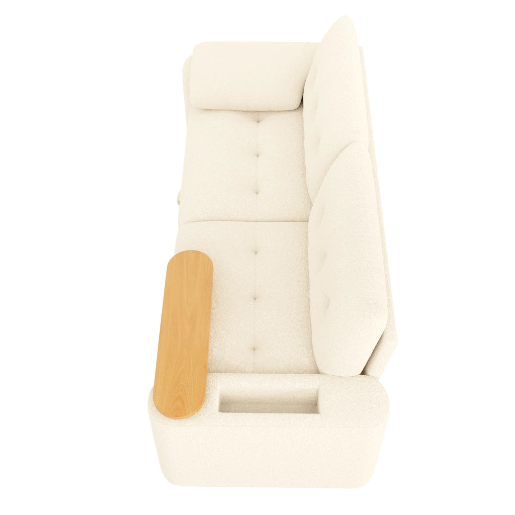 DIVANO modulare 207,5 x 80 x 87 cm in Teddy Beige con tavolino e vani contenitore