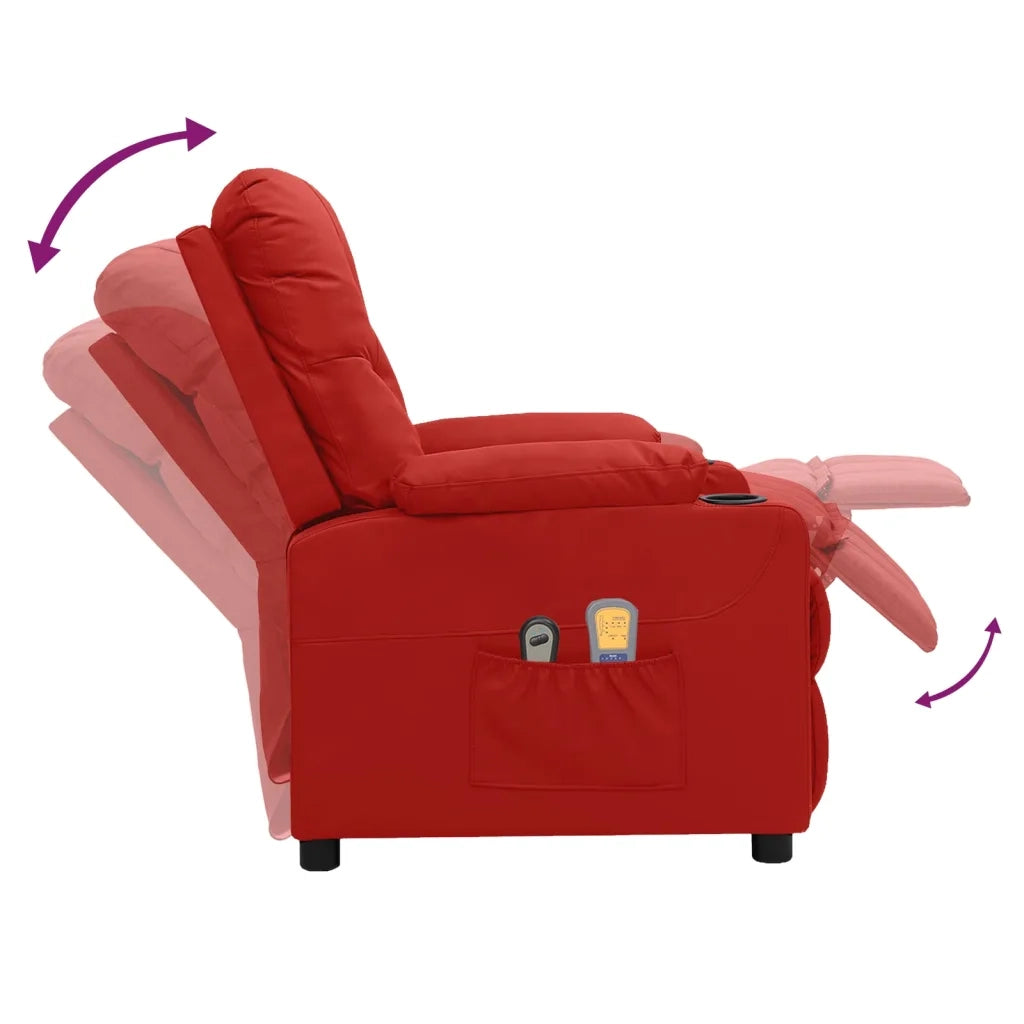 Poltrona | Sedia Relax Massaggio Elettrica Rosso Vino Similpelle
