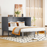 OKWISH Letto a scomparsa 140×200 cm, Letto Matrimoniale con Ribalta Verticale, Spazio Contenitore e Consolle, senza Materasso, Grigio