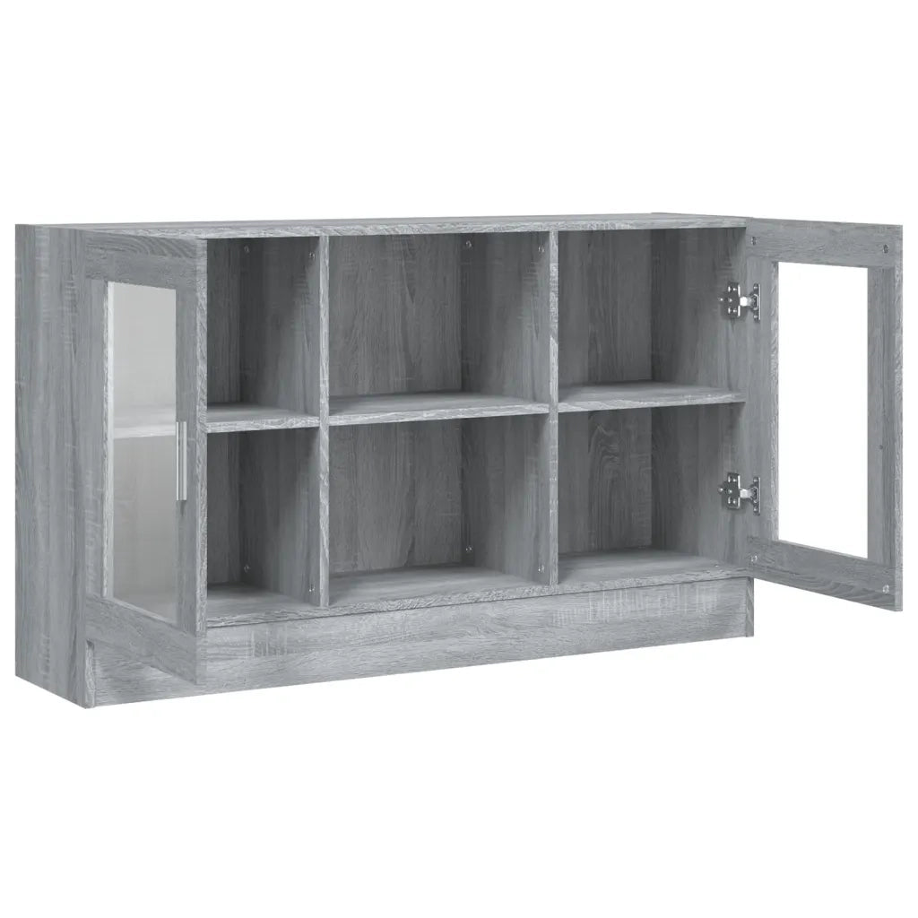 Mobile contenitore con ante in vetro 120 x 30 x 70 cm design elegante sala da pranzo legno composito grigio 02_0048222