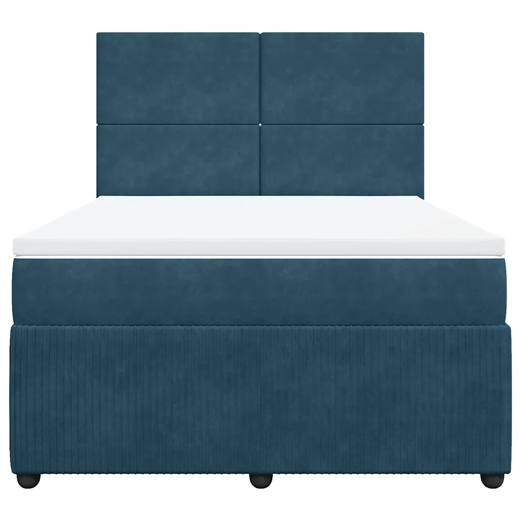 Giroletto a Molle con Materasso Blu 140x200 cm in Velluto