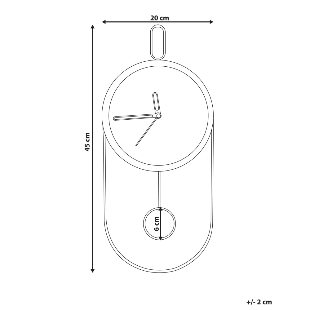 Orologio da parete in legno chiaro MDF metallo 20 x 45 cm Design senza numeri Pendolo Decorazione per il soggiorno