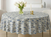 Tovaglia Salotto Cucina 100% Made In Italy Rotonda 180cm Diverse Fantasie - Rotonda 180 - Pesci Azzurro