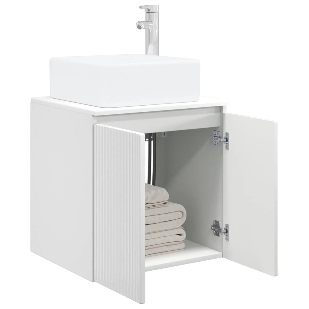 Mobile Lavabo da Parete Bianco Lucido 53 x 35 x 63 cm 890426